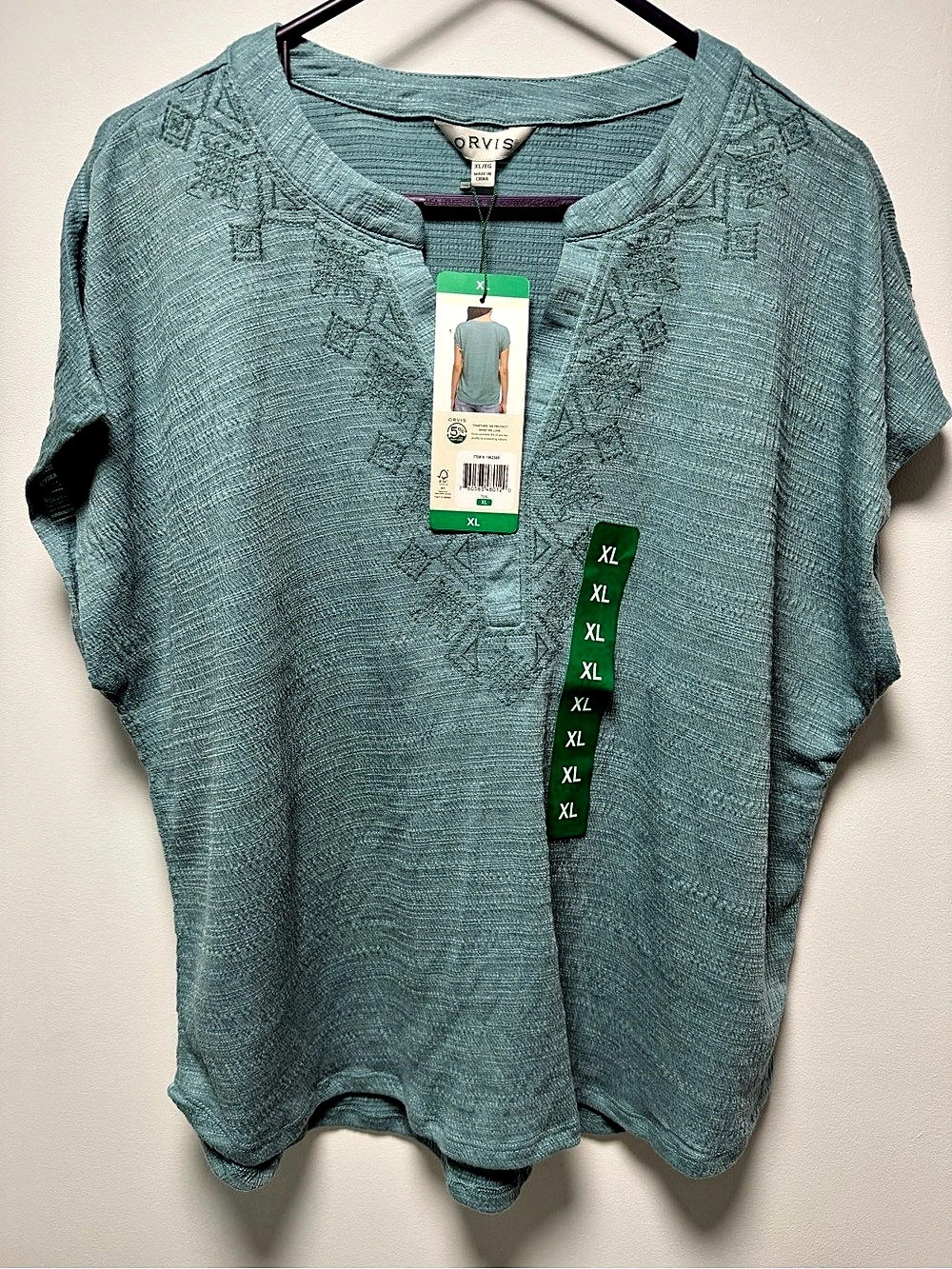 Orvis Short-Sleeve Tunic Geometric Tunic Blue XL NWT